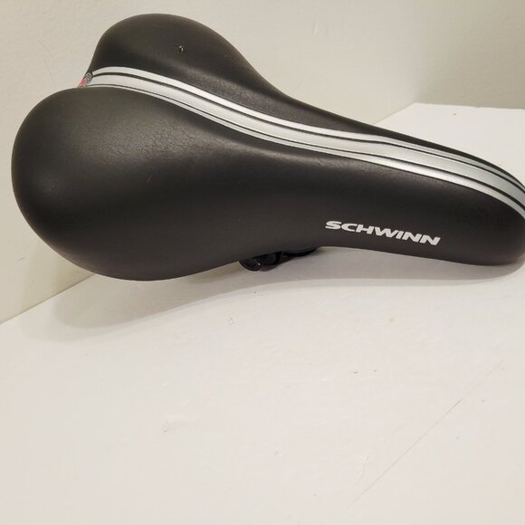 Schwinn Bicycle Viscount M SVT-7 BLACK Saddle SEAT W/GREY Stripe Small Tear - Picture 2 of 7